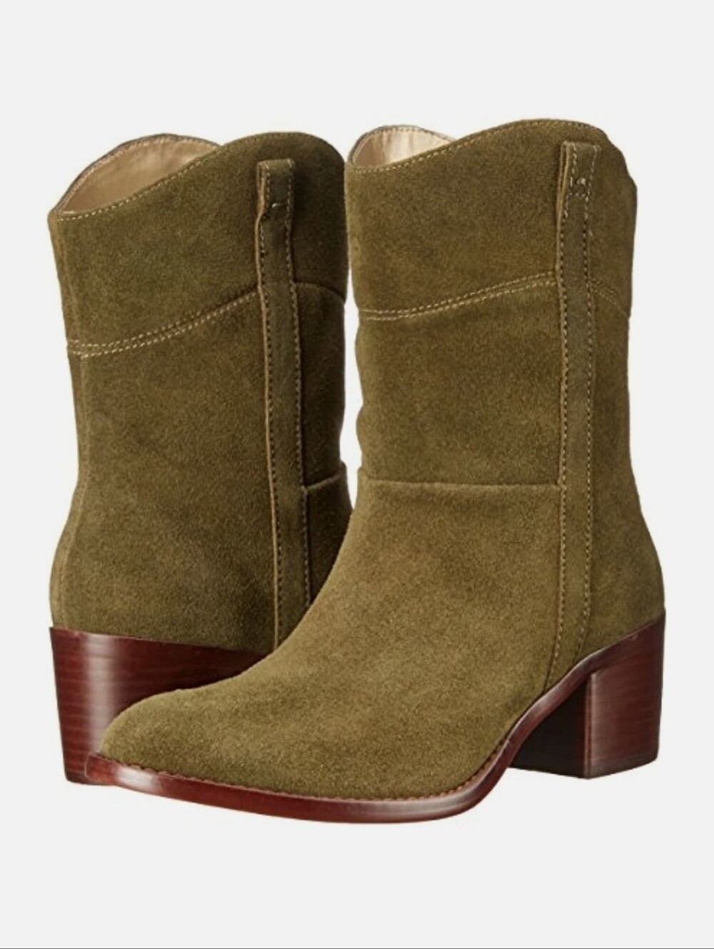 Adrienne Vittadini Fonzie Olive Suede Women's Ankle Boots